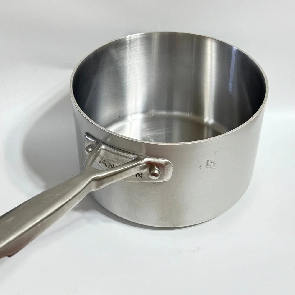 Anolon Chef Clad Saucepan 1 Qt Silver Stainless Steel Induction Glass Lid CQQQ09